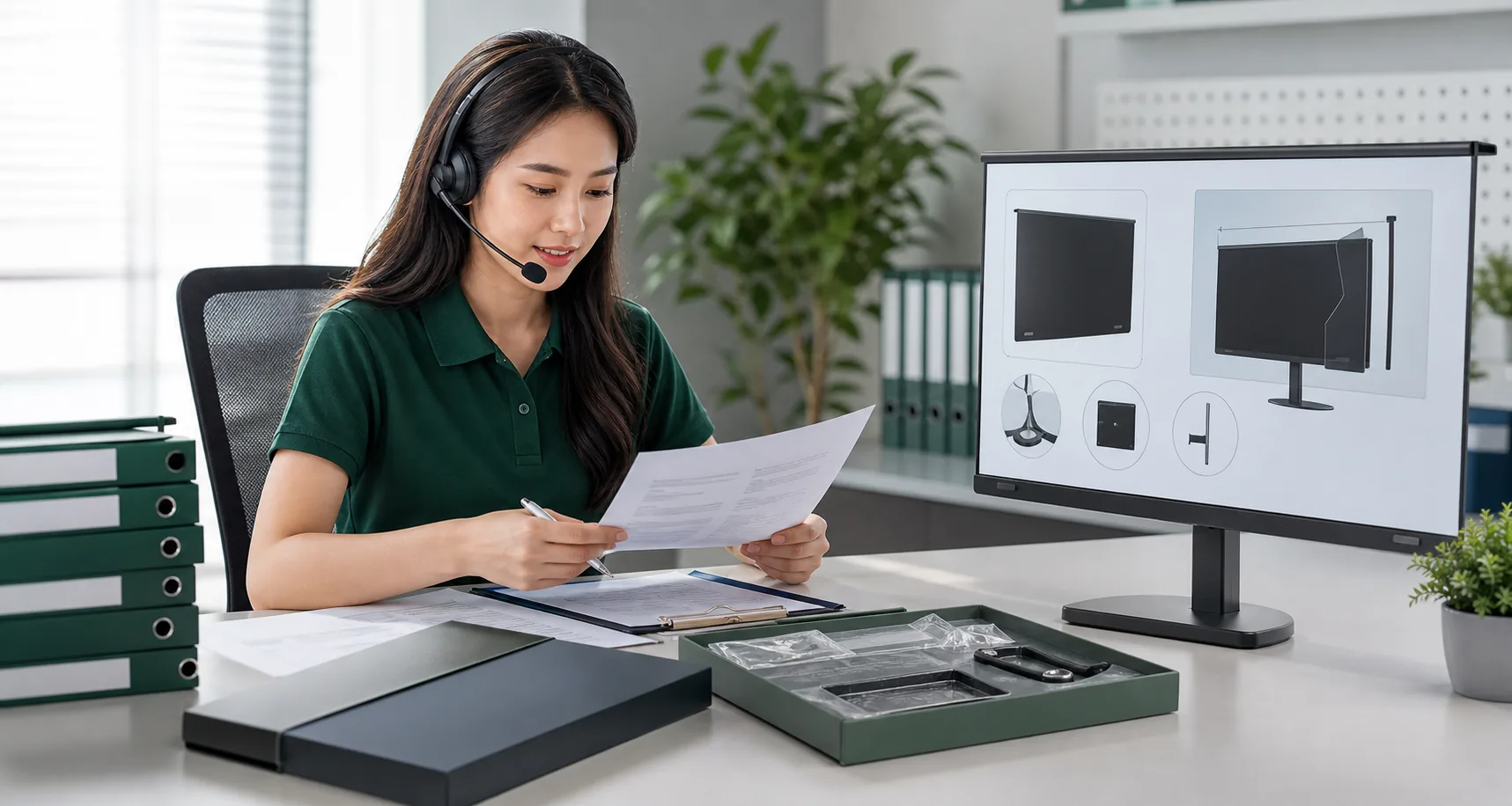 JEEETINTX customer support desk with monitor fit guidance